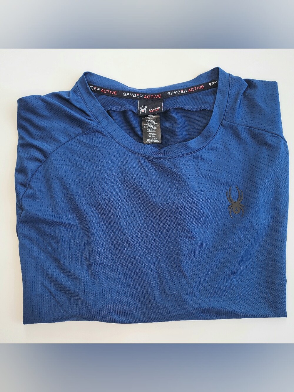 Spyder Active Blue ProWeb Shirt Mens XXL Performance Short Sleeve Logo